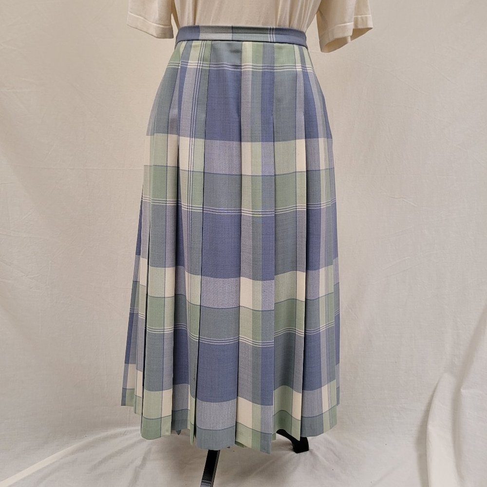 Pendleton Pleated Light Blue Plaid Skirt Size 12P